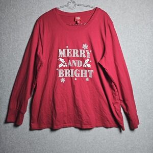 Family Pjs Womens Pajama Top Size XL Long Sleeve Shirt Holiday Merry Bright XMas